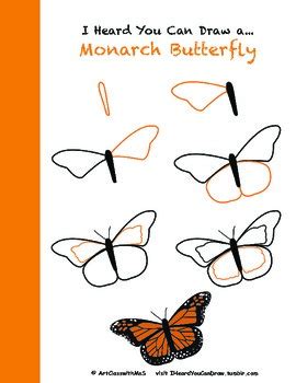 It is very easy to draw and you will draw it very easily. How to Draw a Monarch Butterfly by Art Class with Ms S | TpT