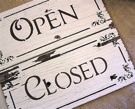 Vintage Reclaimed Wood Chippy White Paint Open Closed Reversible Sign