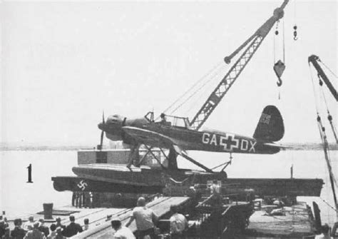 Photo Us Captured German Ar 196a 5 Seaplane Being Launched From A