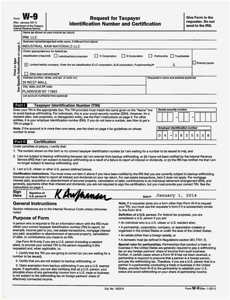 Irs Form W 9 Fillable Form  Printable Forms Free Online