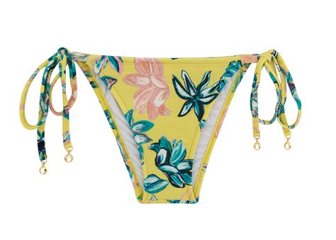Accessorized Floral Side Tie Bikini Bottom Bottom Florescer Invisible Rio De Sol