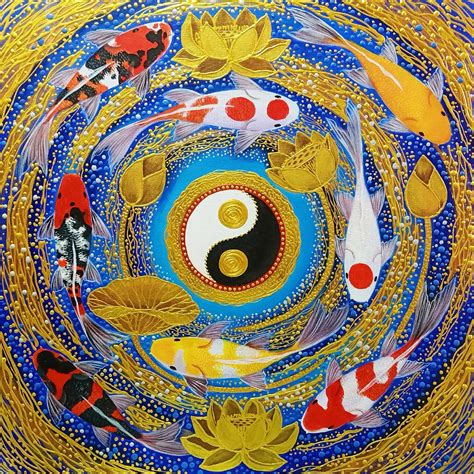 Japanese Carp Art Original Koi Painting For Sale Royal Thai Art