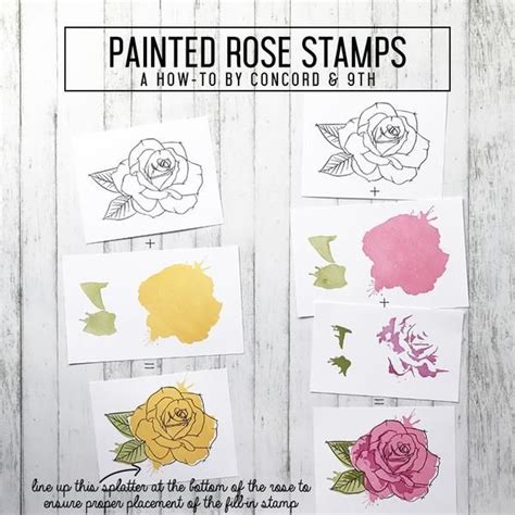 Each segment of the rainbow is an individual stamp. Concord & 9th PAINTED ROSE Clear Stamp Set 10386 zoom ...