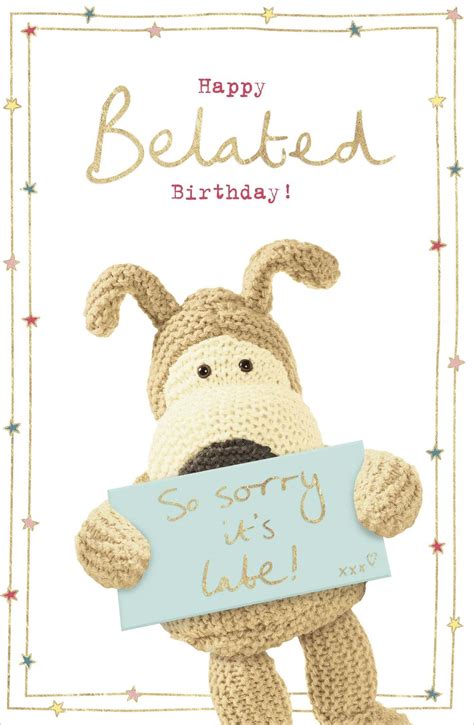 boofle late happy belated birthday greeting card cards