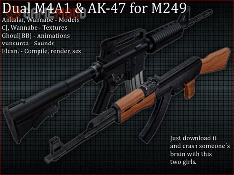 Dual Ak 47andm4a1 For M249sex Cs 16 Skins Weapons M249 Gamemodd