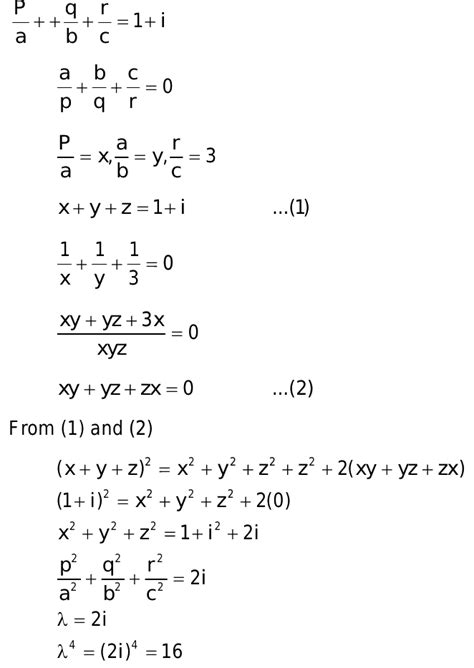 If A B C P Q R Are Six Complex Numbers Such That P A Q B R C 1 I And A Pλ B Q C R 0 Where I √