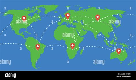 Places Marked With Location Marks On World Map Illustration Travel