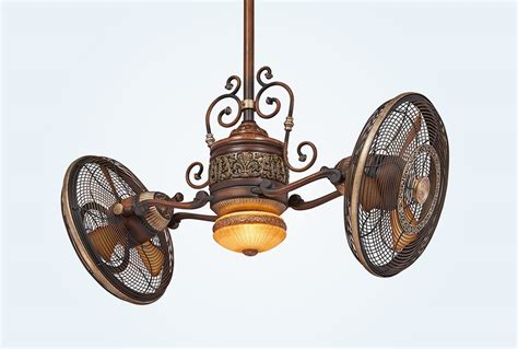 Antique Style Ceiling Fan With Light Double Fan Bronze Ornate Steampunk