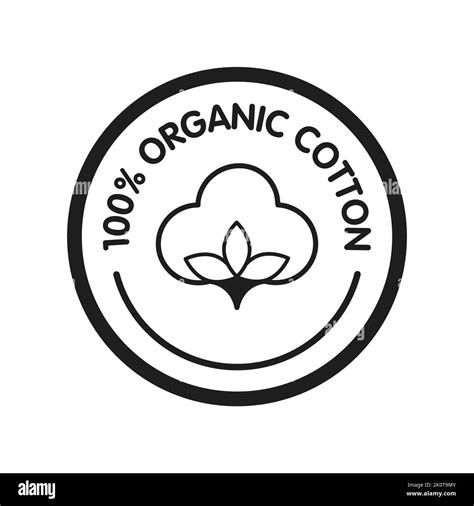 100 Percent Organic Cotton Liner Labels And Badges Vector Round Icon