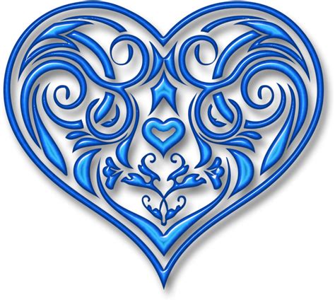Download Swirl Heart Clipart Fancy Blue Heart Transparent Png