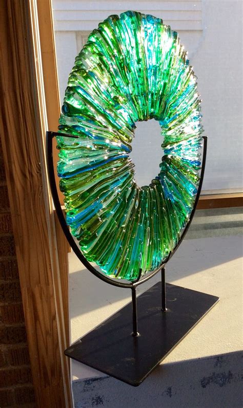 Larry Pile Kessler Craftsman Kiln Glass Sculpture Vitrium V Fused Glass Wall Art Stained
