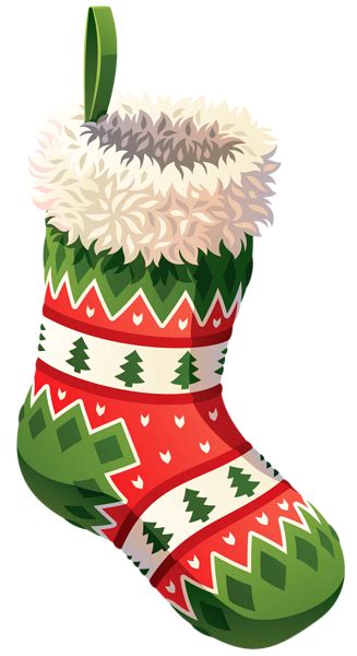 A Christmas Stocking With White And Green Decorations