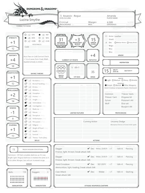 Form Fillable 5e Character Sheets Printable Forms Free Online