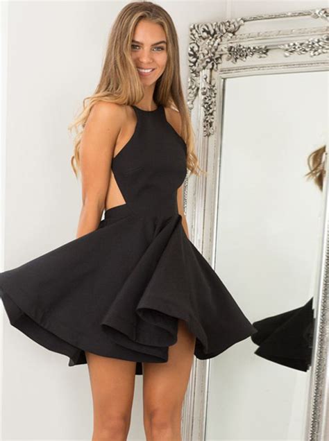 To get some inspiration on how to style a dress that's in millions of closets around the world, we asked a good, because essence's outfit is so freakin' cute that you could literally wear this anywhere and be the. A-Line Jewel Sleeveless Backless Short Black Satin ...