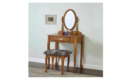 Aaiwa dresser makeup vanity dressing table warm white led lighted mirror drawer desk. Nostalgic Oak Vanity, Mirror & Bench at Gardner-White