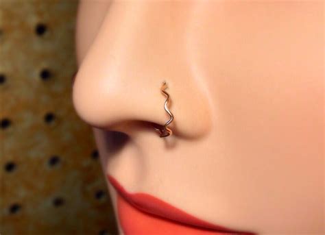 Set Of 3 Wavy Thin Nose Rings In 14k Gold Rose Gold Sterling Etsy