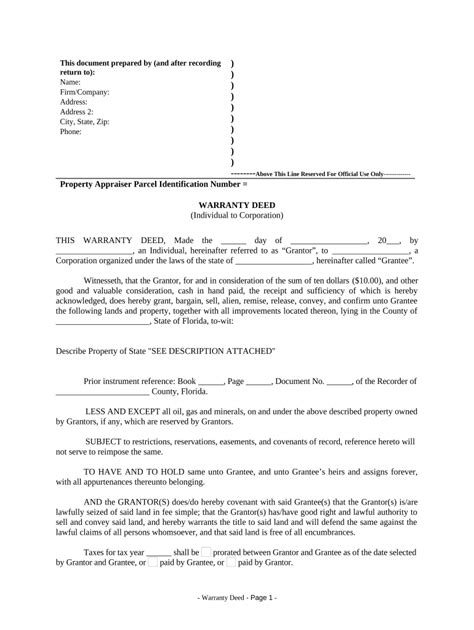 Florida Warranty Deed Form Fill Out And Sign Printable Pdf Template