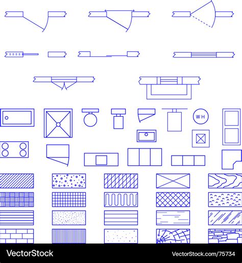 Architecture Blueprint Symbols Royalty Free Vector Image