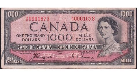 1954 Bank Of Canada 1000 Devils Face