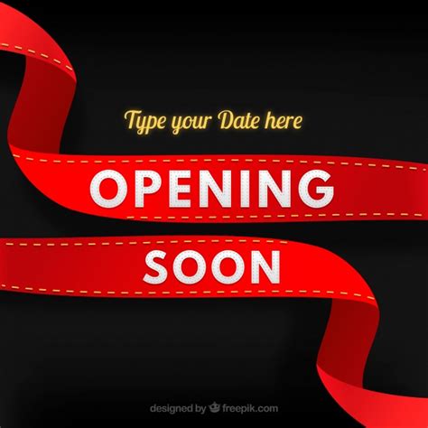 Opening Soon Background With Red Ribbon Free Vector