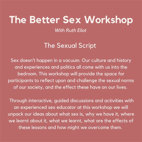 The Better Sex Workshop The Sexual Script — The Spit It Out Project