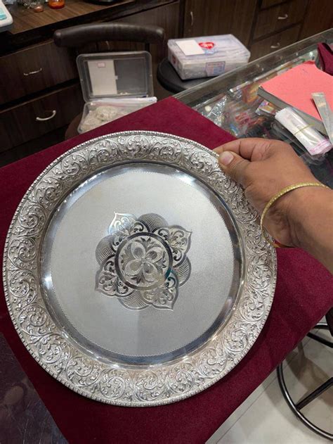 Pure Silver Flower Thali Silver Pooja Thali Indian Silver Etsy