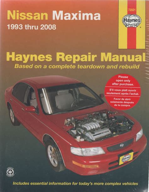 Nissan Maxima A32 A33 1993 2008 Haynes Service Repair Manual Workshop