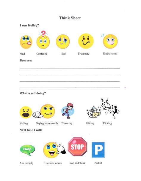 Think Sheet For Elementary Students Askworksheet