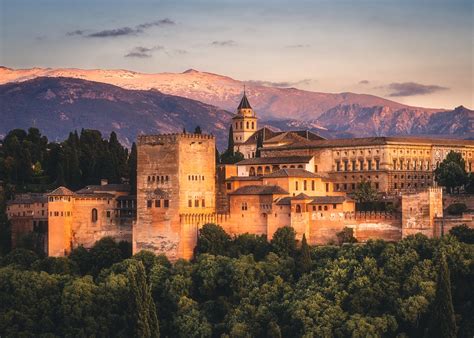 Alhambra Sunset Granada Spain Oc Travel