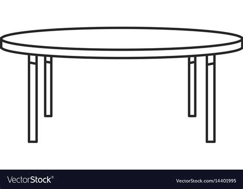 Wooden Table Furniture Decoration Outline Vector Image