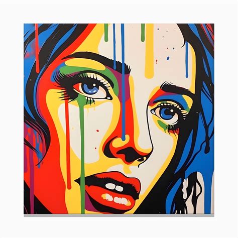 abstract feminist pop art wall art colorful woman s face colorful contemporary art wall decor