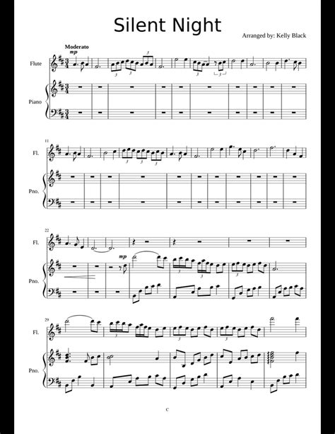 Silent Night Sheet Music For Flute Piano Download Free In