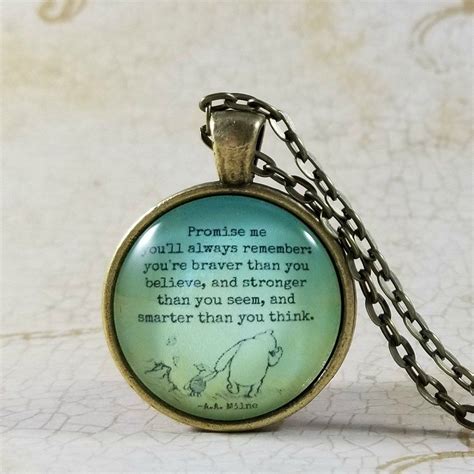 You are braver, stronger, smarter, & loved laptop skin. Winnie the Pooh Quote Glass Pendant Necklace *** Want additional info? Click on the image.-It is ...