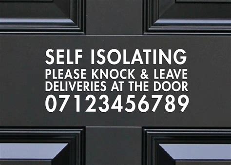 Self Isolating Door Sticker Personalised With Telephone Number Window