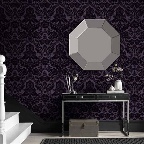 Gothic Damask Plum Wallpaper Purple Wallpaper Graham And Brown