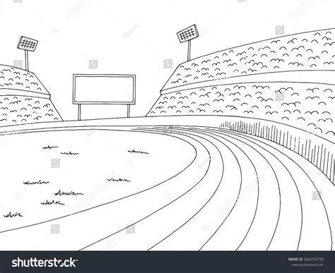 Stadium Running Track Sport Graphic Black Stock Vector Royalty Free