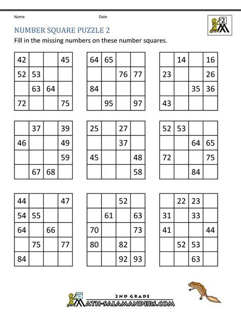 Missing Puzzle Numbers Worksheets