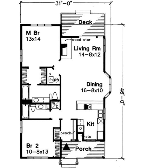 Country House Plan 2 Bedrooms 2 Bath 1199 Sq Ft Plan