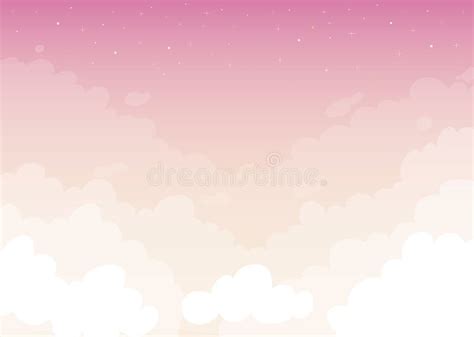 Cloudy Night Sky Vector Illustration Pink And White Colors Stock