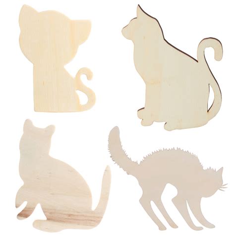 Unfinished Wood Cat Themed Cutouts All Wood Cutouts Wood Crafts