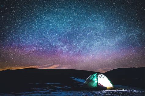 Hd Wallpaper Camping In Tent Under The Stars In The Night Sky Nature