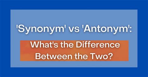 Synonym Vs Antonym Whats The Difference Between The Two