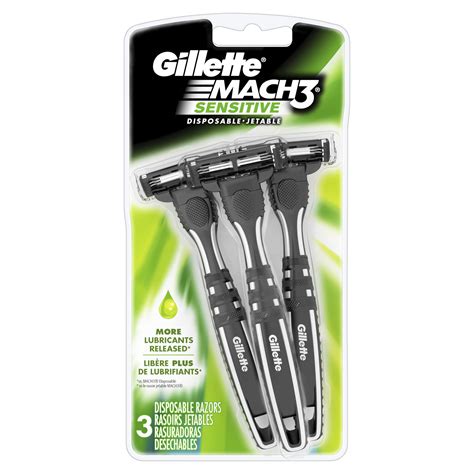 Gillette Mach3 Sensitive Mens Disposable Razors 3 Count