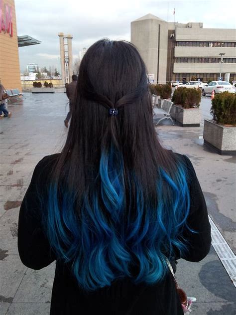 20 Dip Dye Blue Hair On Black Fashion Style