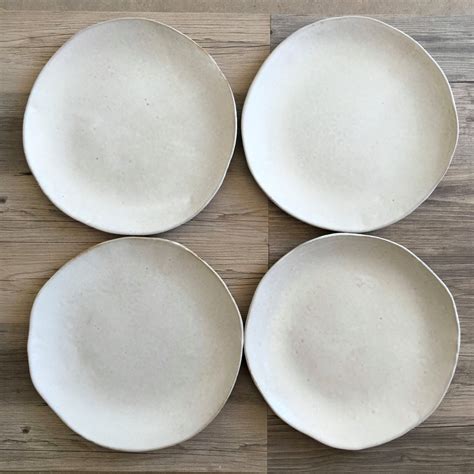 White Ceramic Dinner Plates Set Of 4 White On Etsy