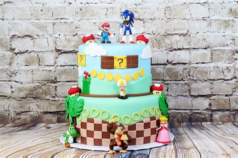 I love making cakes for aleha's family because each of the. Sonic & Mario Cake | Mario cake, Cake, Custom cakes