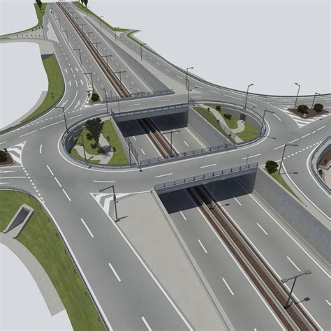 roundabout bridge with highway 3d model ad bridge roundabout model highway futuristic city