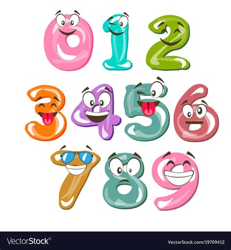 Funny Cartoon Numbers Royalty Free Vector Image