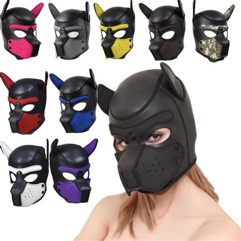 10 Color Sexy Cosplay Role Play Dog Full Head Mask Soft Padded Latex