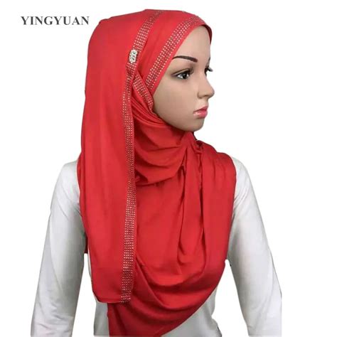 Cj62 Fashion Muslim Hijabs Hot Fix Women Scarf Bandana Rhinestone Cozy